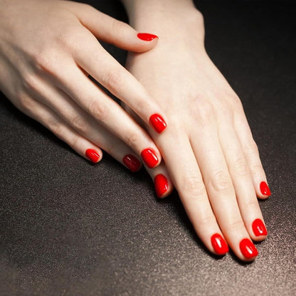 24 Stück Selbstklebende Glänzend Rote Press on Nägel - Künstliche Acryl Fingernägel - French Fake Nails