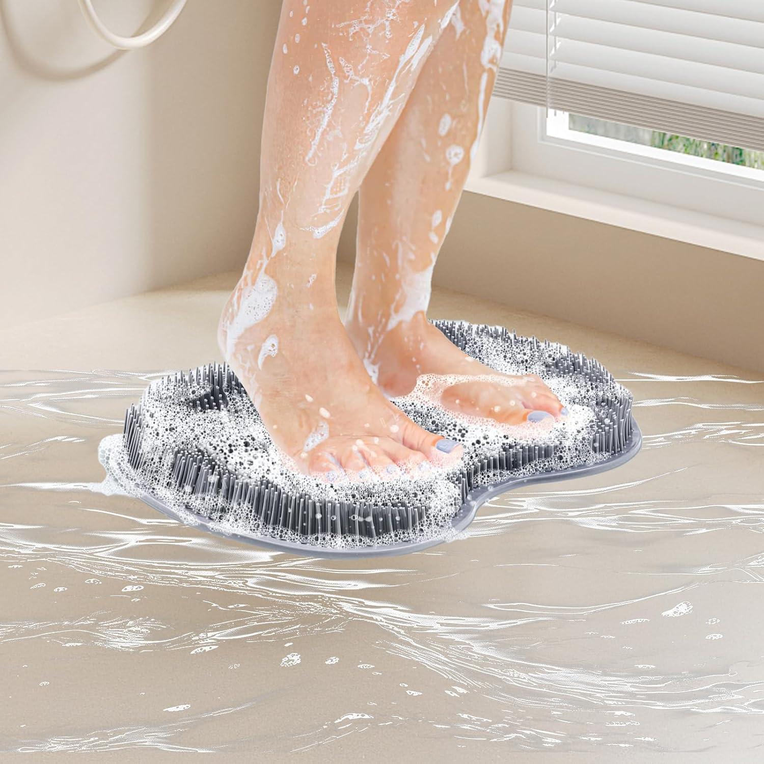 2er Pack Silikon Fußmatte Fußbürste Dusche Massage Pad Rutschfest Fußpflege