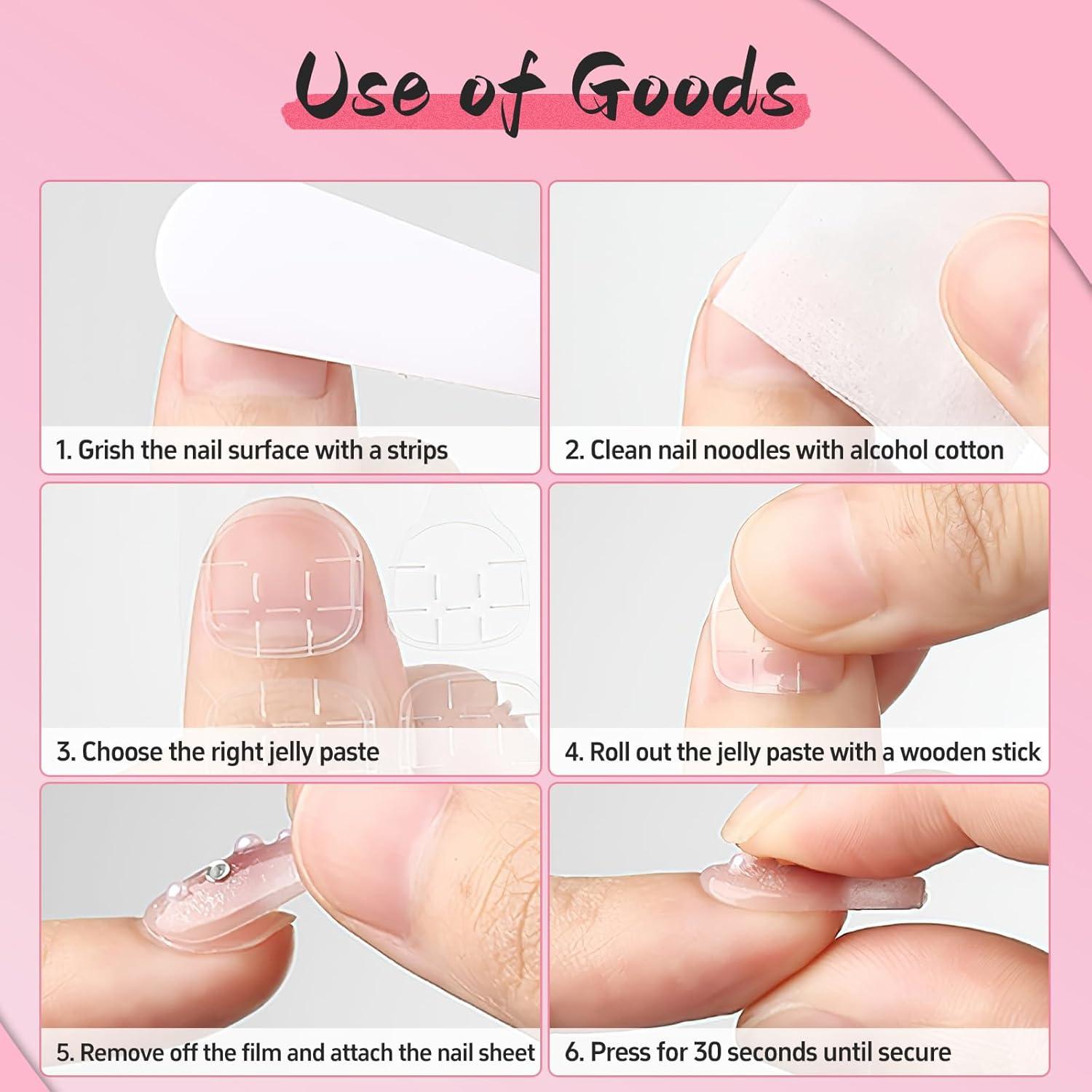 24 Stück Mittlere Mandel Press on Nägel mit 3D Bogen Charms, Acrylnägel zum Aufkleben mit Kleber, Wiederverwendbare Falsche Nägel