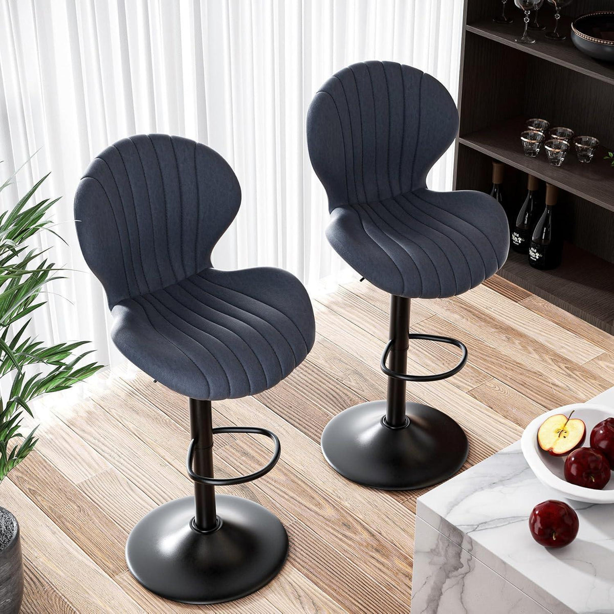 Verstellbarer Barhocker 4er Set mit Fußstütze & 360° Drehung