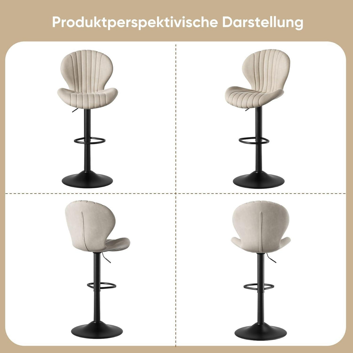 Verstellbarer Barhocker 4er Set mit Fußstütze & 360° Drehung