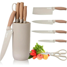 Schwarzes 6-teiliges Küchenmesser-Set mit Messerblock
