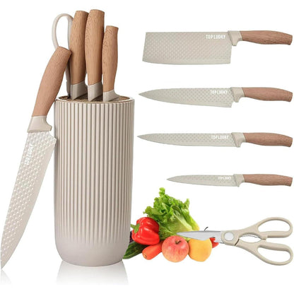 Schwarzes 6-teiliges Küchenmesser-Set mit Messerblock