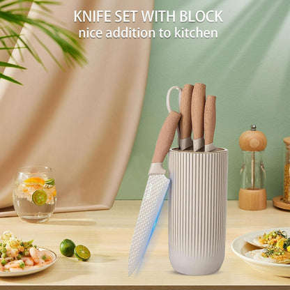 Schwarzes 6-teiliges Küchenmesser-Set mit Messerblock
