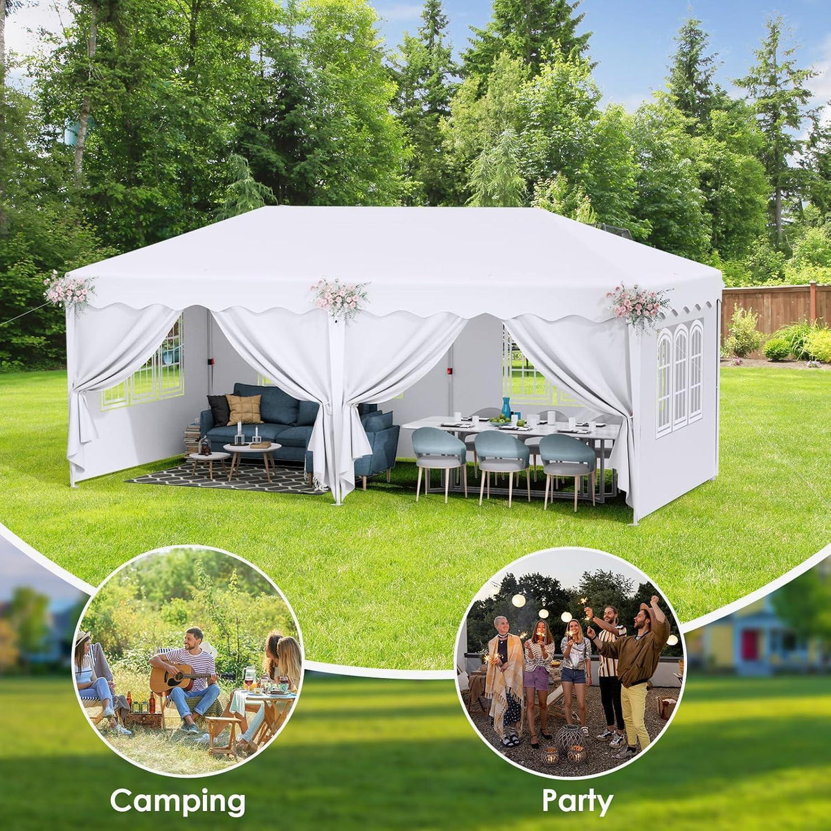 3x6 Faltpavillon wasserdicht – Gartenpavillon mit Seitenteilen