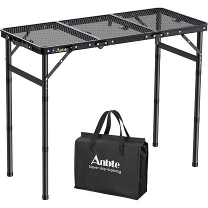 Aluminium Campingtisch klappbar mit 3 Höhen, 88x40cm, Schwarz