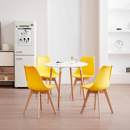 8 Esszimmerstühle Modern Gelb, Buchenbeine & Polsterung