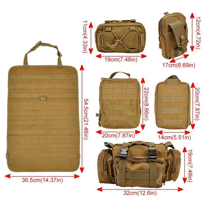 Taktischer Auto-Sitz Organizer mit MOLLE Taschen & Zubehör