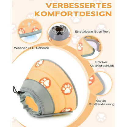 Weiche Katzen-Halskrause nach OP, verstellbar, orange, L