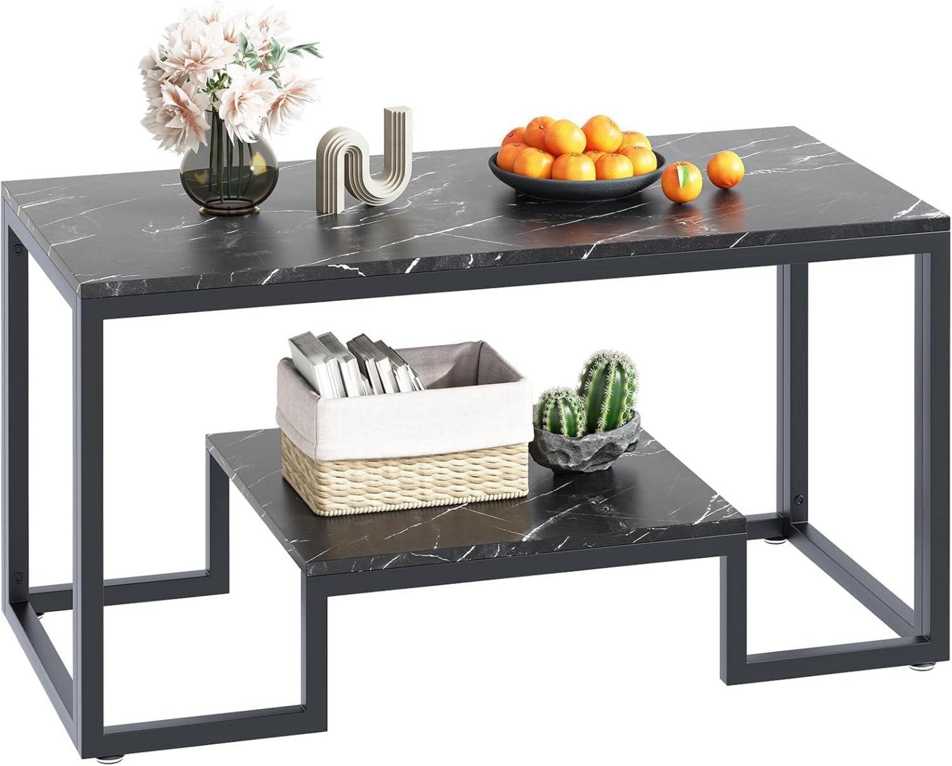 Couchtisch Holz 2 Ebenen Stauraum Moderner Stil 100 x 48 x 45 cm Black