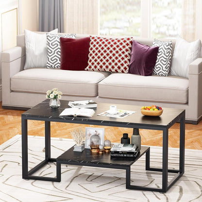 Couchtisch Holz Wohnzimmertisch Kaffeetisch Stauraum Schwarz 100x48x45cm