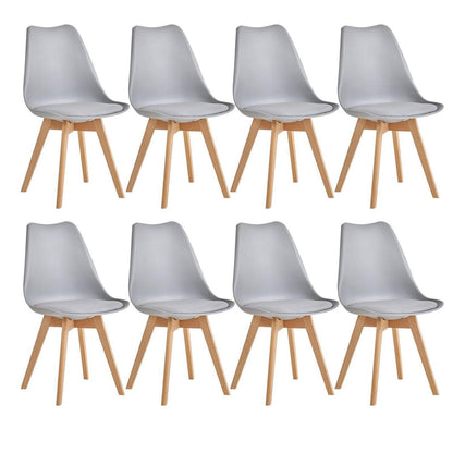 8 Esszimmerstühle Nordic Grau – Massivholz Buche