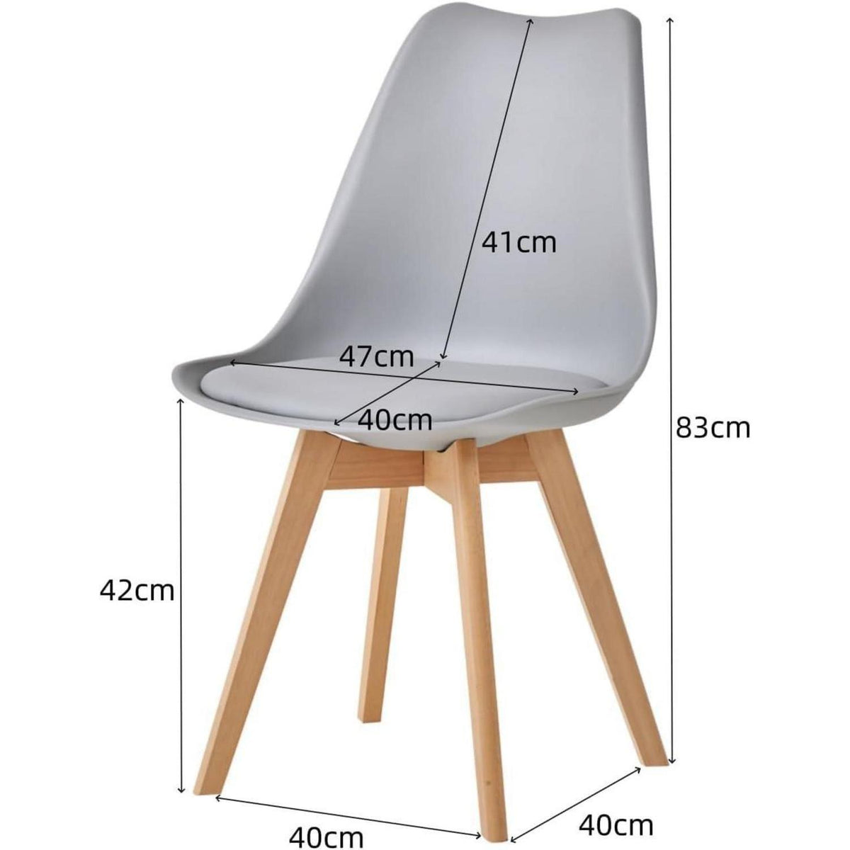 8 Esszimmerstühle Nordic Grau – Massivholz Buche