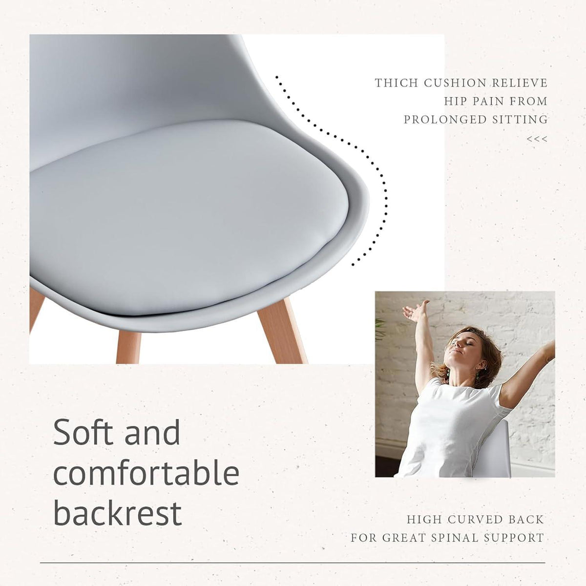 8 Esszimmerstühle Nordic Grau – Massivholz Buche