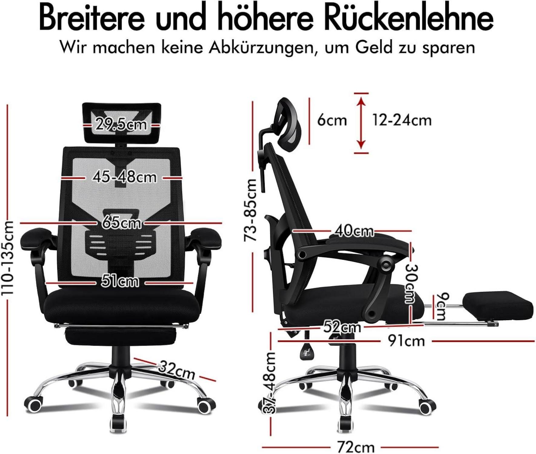Ergonomischer Computerstuhl, verstellbar, max. 180
