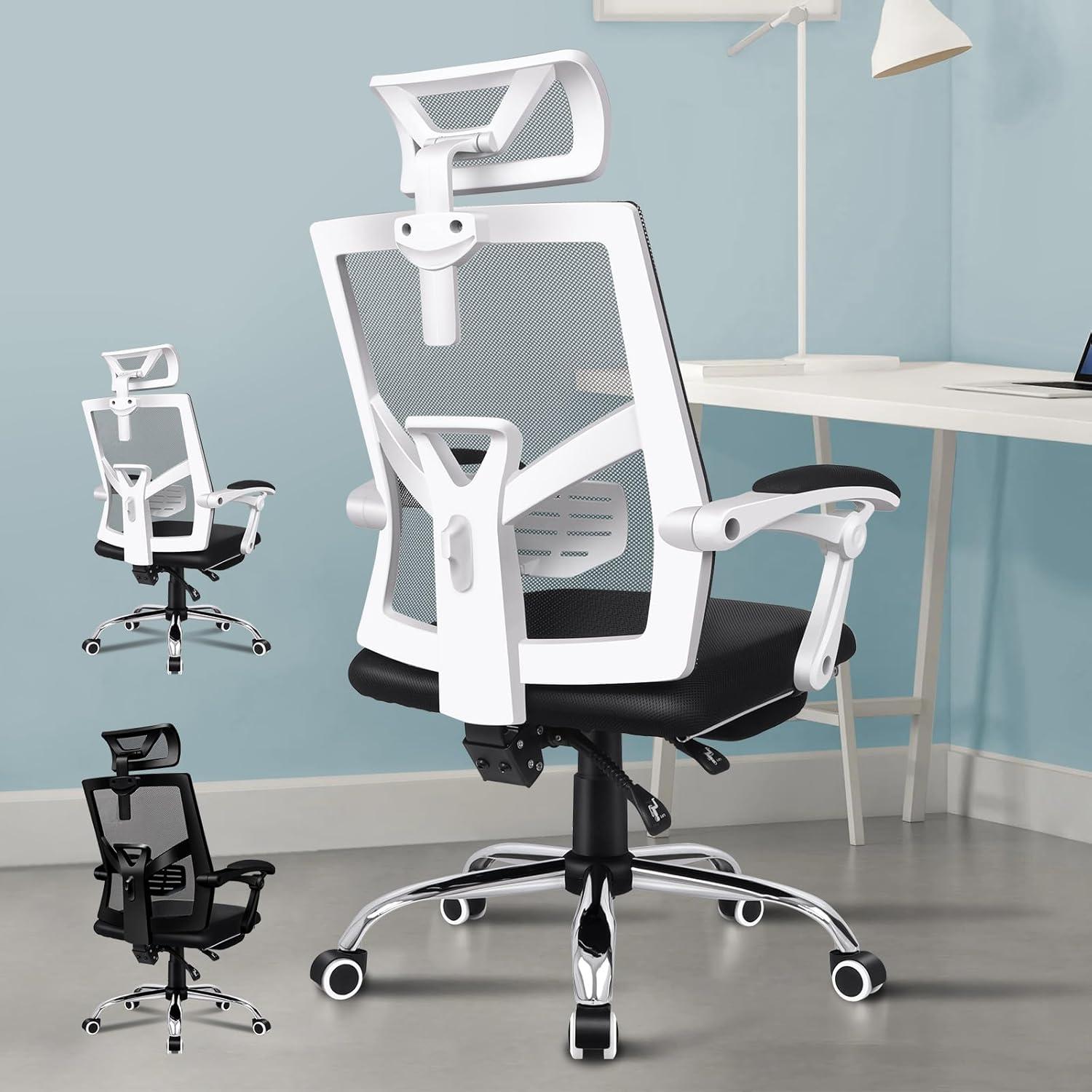 Ergonomischer Bürostuhl aus Netzgewebe, Drehbar, atmungsaktiv, Schwarz