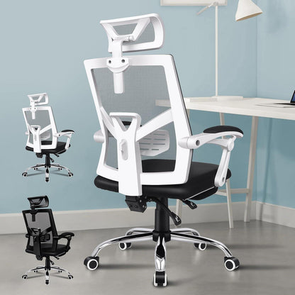 Ergonomischer Bürostuhl aus Netzgewebe, Drehbar, atmungsaktiv, Schwarz