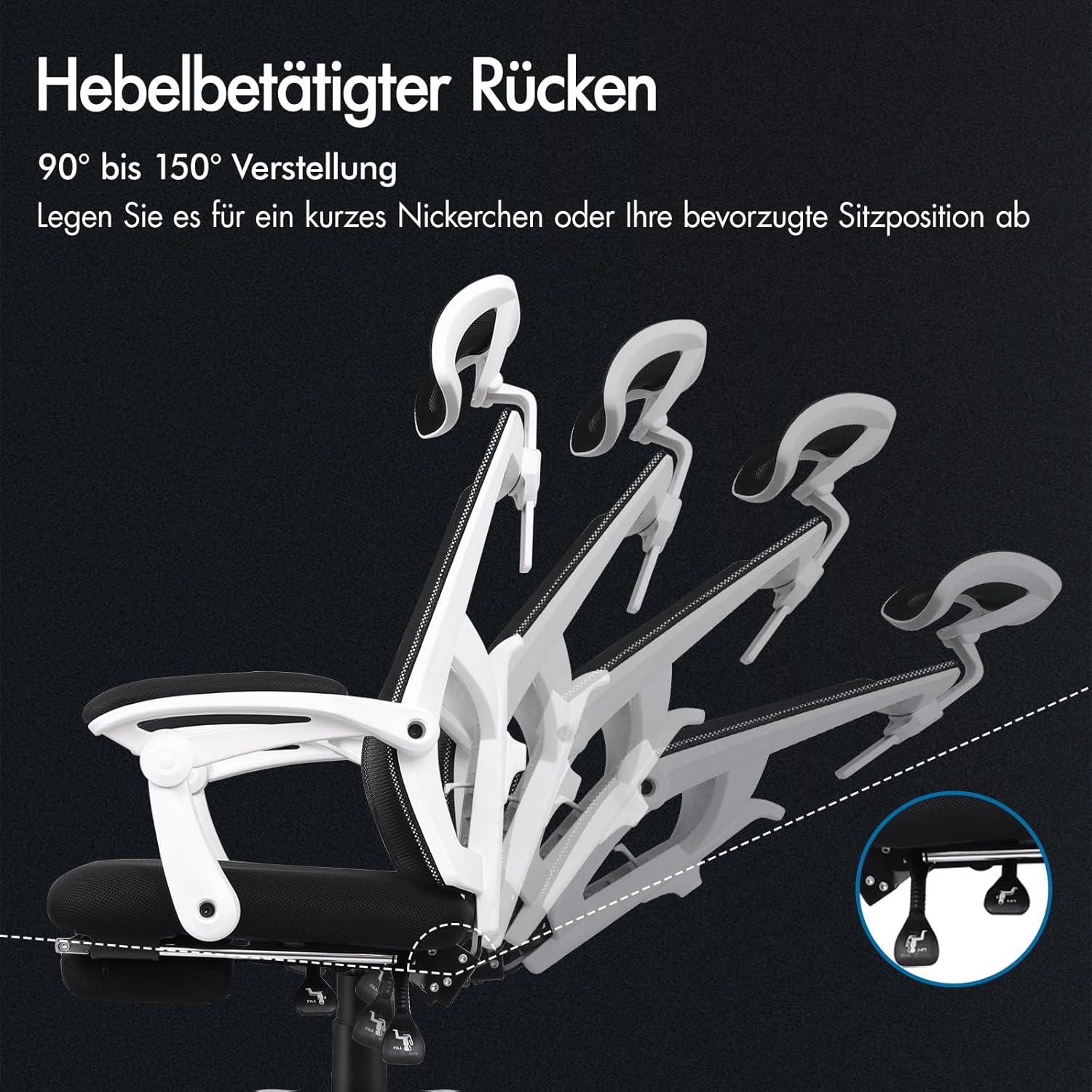Ergonomischer Bürostuhl ALFORDSON Netzgewebe Schwarz 180kg