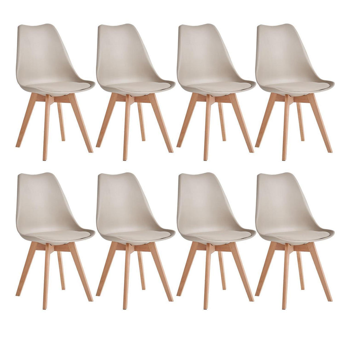 8 Esszimmerstühle Modern, Khaki, Buchenbeine & Polsterung
