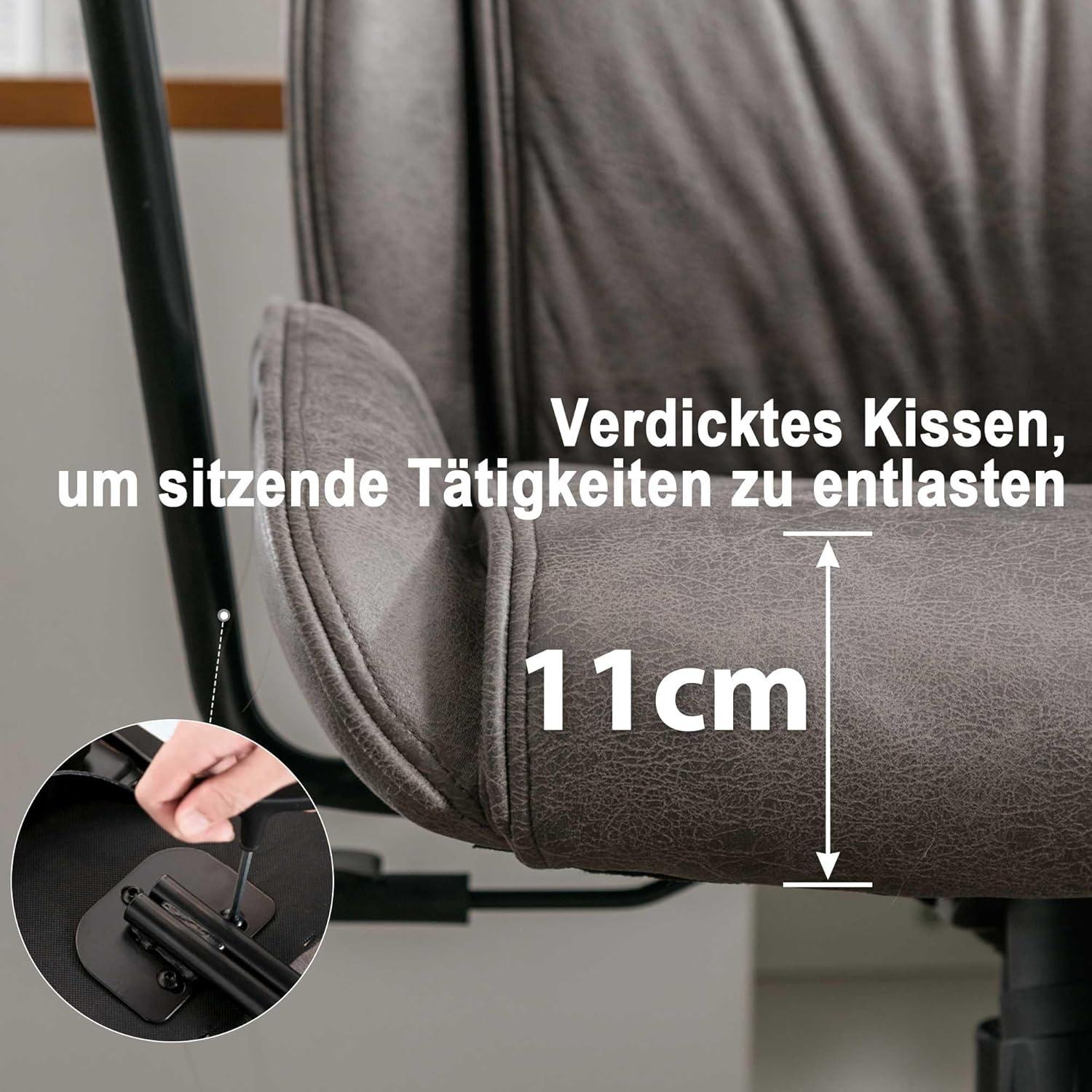 Ergonomischer Bürostuhl mit Kopfstütze und Wippfunktion in Grau