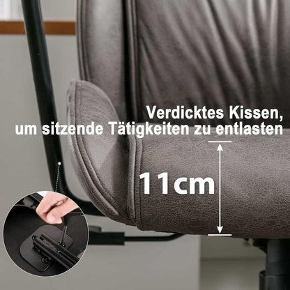 Ergonomischer Bürostuhl mit Kopfstütze und Wippfunktion in Grau