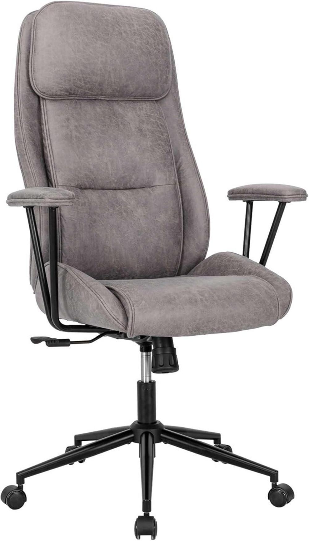 Ergonomischer Bürostuhl mit Kopfstütze und Wippfunktion in Grau