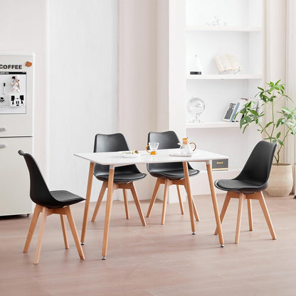 8 Esszimmerstühle Modern Schwarz mit Buchenbeinen