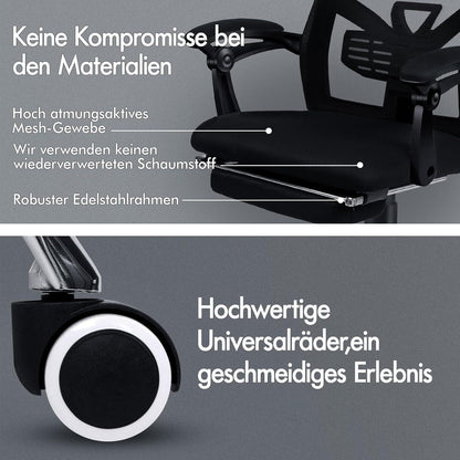 ALFORDSON Bürostuhl ergonomisch, Netzgewebe, Drehbar, atmungsaktiv, verstellbar, max. 180