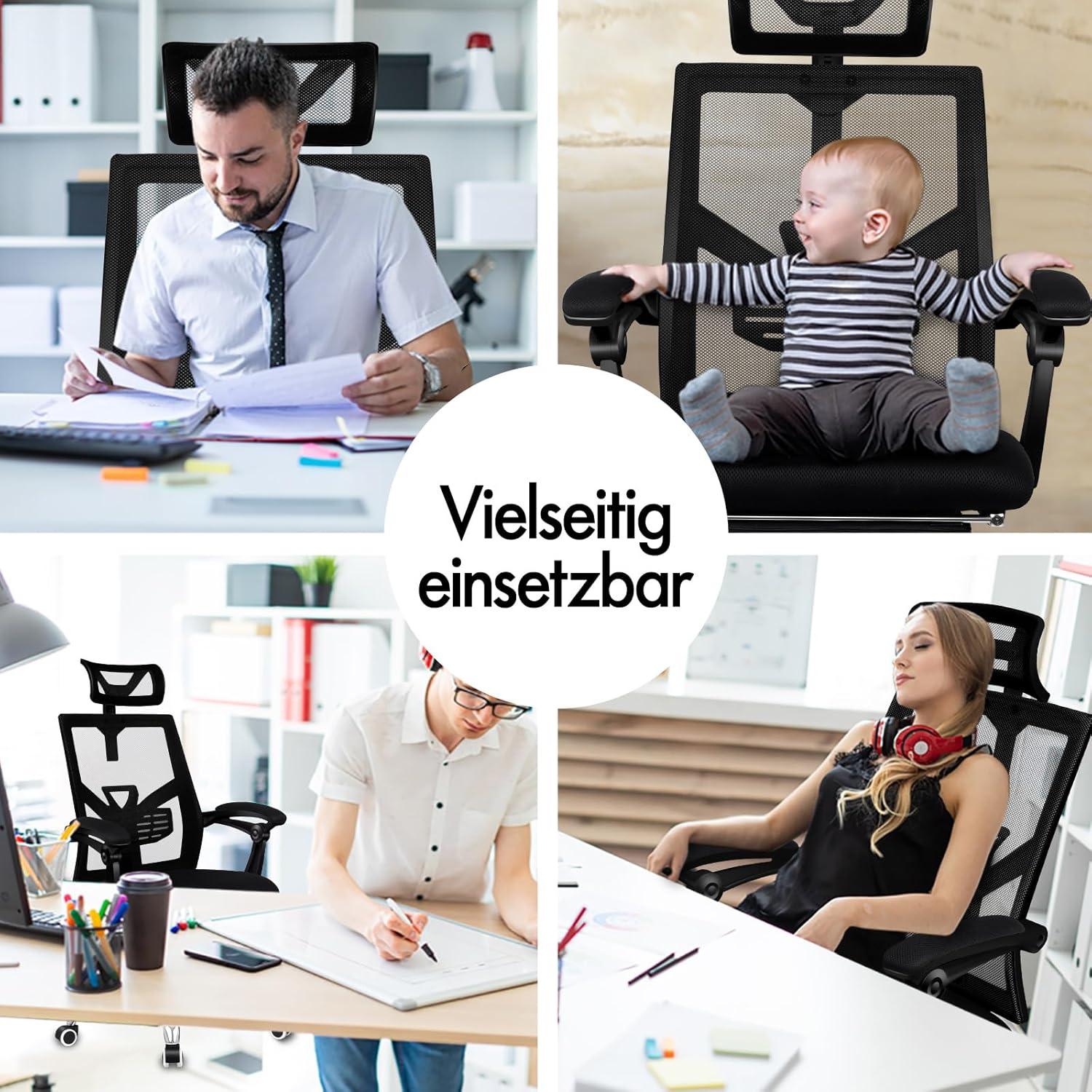 ALFORDSON Bürostuhl ergonomisch Netzgewebe Drehbar Weiß 180 kg