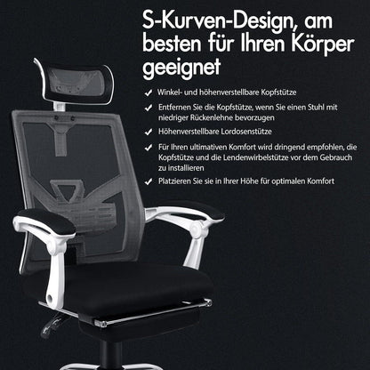 Ergonomischer Netz-Bürostuhl verstellbar Gaming-Stuhl bis 180 kg