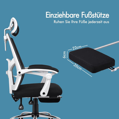 Ergonomischer Netz-Bürostuhl verstellbar Gaming-Stuhl max. 180 kg