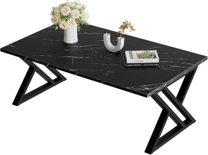 Moderner Couchtisch Holz Schwarz Metallgestell 100x48x55cm