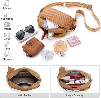 Umhängetasche Damen Crossbody Bags Leder Gestepptes Design