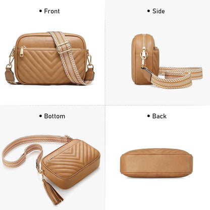 Umhängetasche Damen Crossbody Schultertasche Leder Gesteppt Design