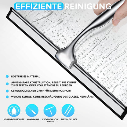 Duschabzieher 30cm Edelstahl mit Haken, Silber