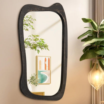 Großer Wandspiegel Holzrahmen, Unregelmäßig 80x50 cm Retro Stil