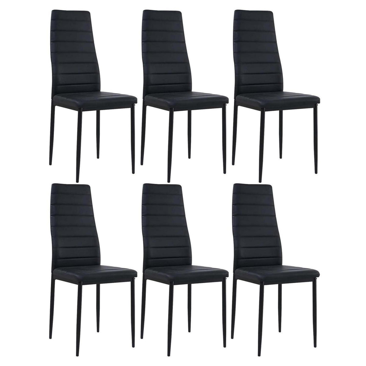 Esszimmerstühle 6er Set Schwarz –, Robust & Ergonomisch in Lederoptik