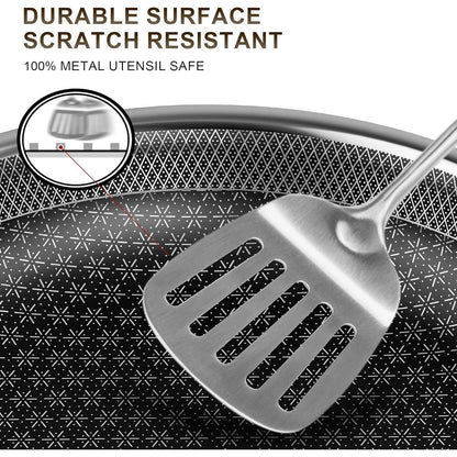 Edelstahl Pfannenset Induktion Antihaft 20cm, 26cm, 30cm Wok