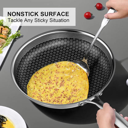 Edelstahl Pfannenset Induktion Antihaft 20cm, 26cm, 30cm Wok
