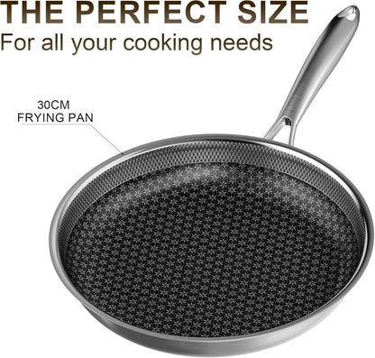 Edelstahl Bratpfanne 30 cm Antihaft Wok Pfanne für alle