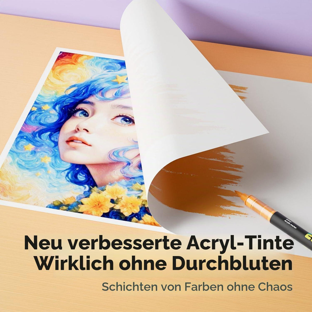 Acrylfarbmarker Set 48 Farben – Flüssig, Vielseitig & Langlebig