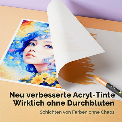 Acrylfarbmarker Set 48 Farben – Flüssig, Vielseitig & Langlebig