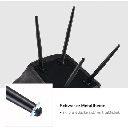 CLIPOP Esszimmerstühle 4er Set Samt Kohlenstoffgrau mit Armlehne