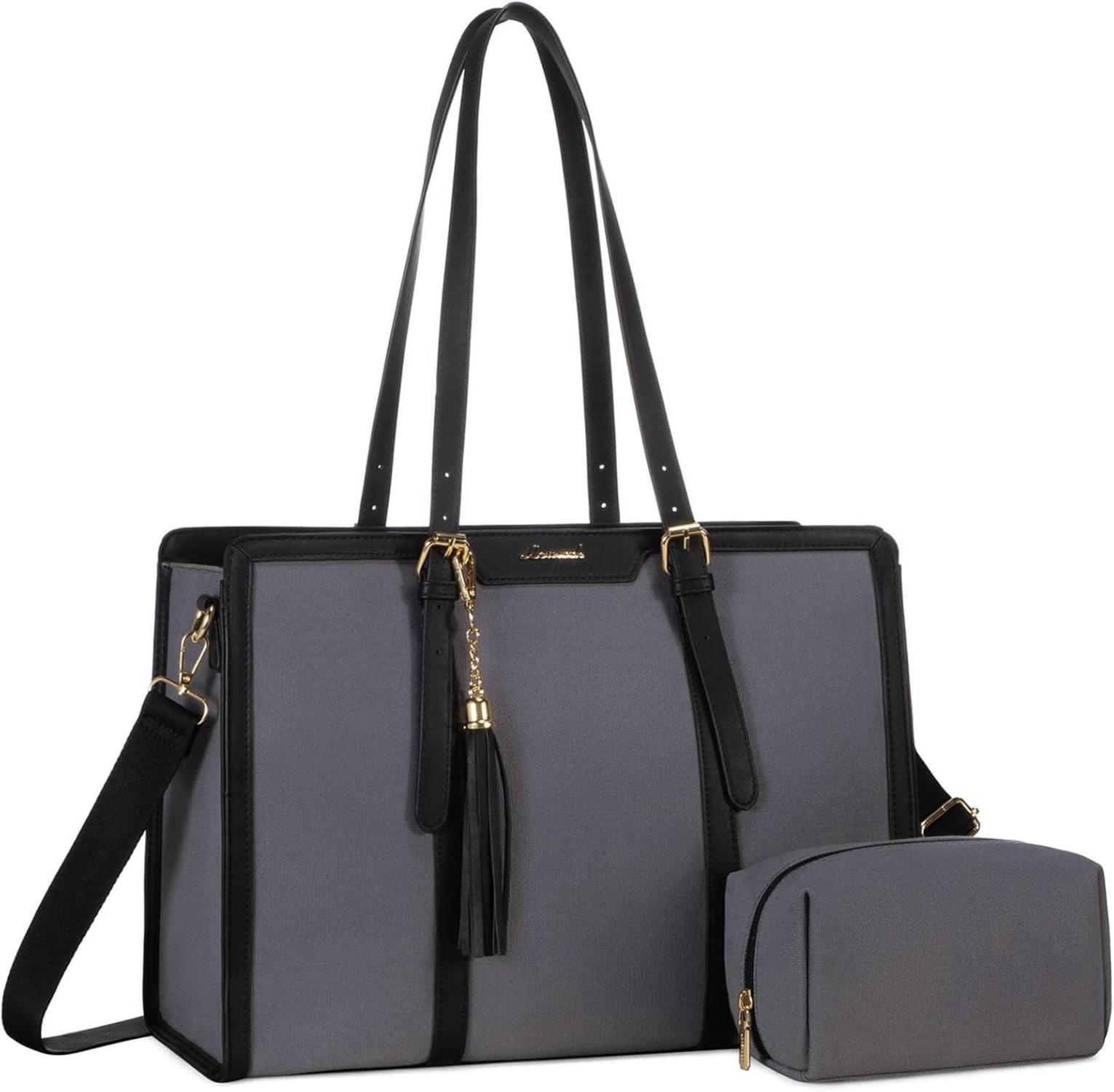 15.6 Zoll Damen Canvas Laptop-Tasche mit Kosmetiktasche