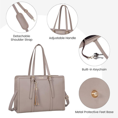 Damen Arbeitstasche 15,6 Zoll Laptop Handtasche Tote Bag Leder Shoulder