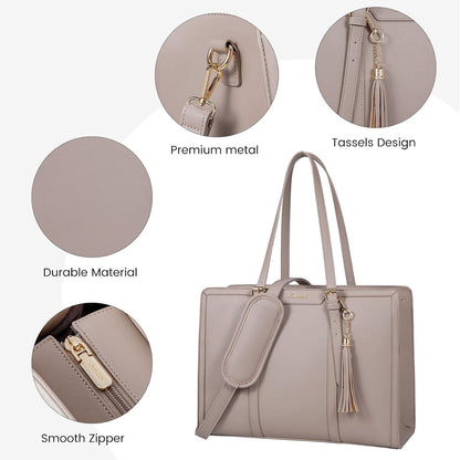 Damen Arbeitstasche 15,6 Zoll Laptop Handtasche Tote Bag Leder Shoulder