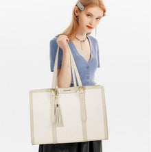 Große Canvas Handtasche Damen 15,6 Zoll Laptoptasche mit