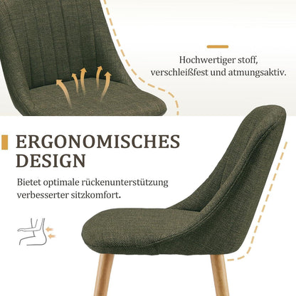 6 Esszimmerstühle Polsterstuhl Holzbeine Gras-Grün, Ergonomisch