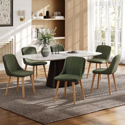 6 Esszimmerstühle Polsterstuhl Holzbeine Gras-Grün, Ergonomisch