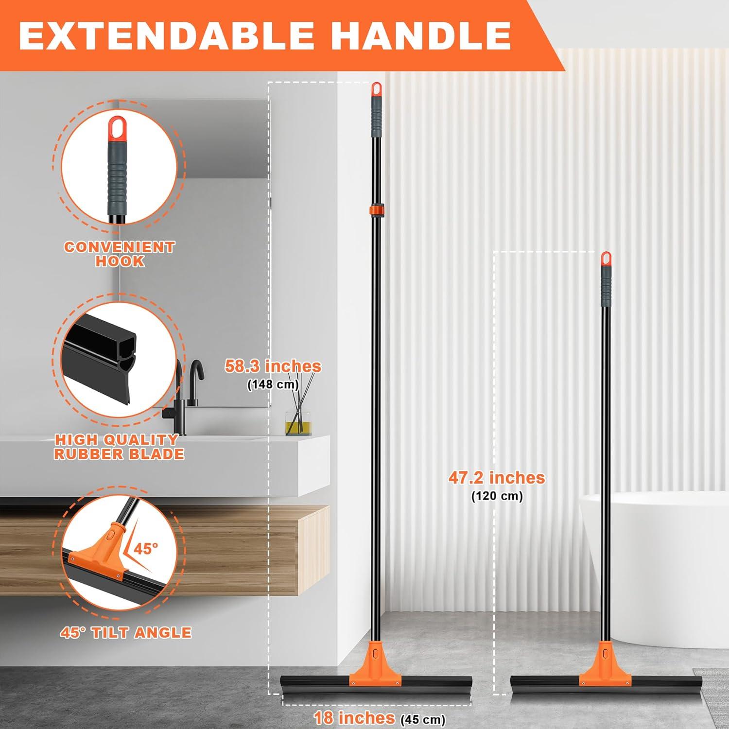 Bodenabzieher 148cm Teleskopstiel Gummiabzieher - Vielseitig einsetzbar